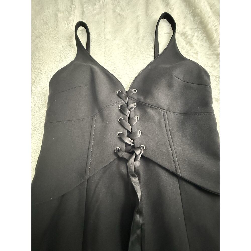 CINQ A SEPT Black Demia Bustier Corset Lace Up Lined Midi Dress Size 2 - Picture 4 of 11